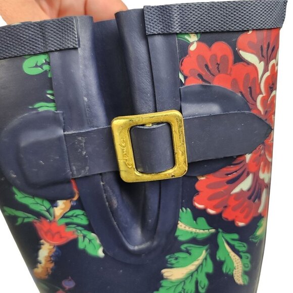 Joules Tall Rain Boots R Welly Print Navy Blue Floral Waterproof Women's 5 - Picture 9 of 13
